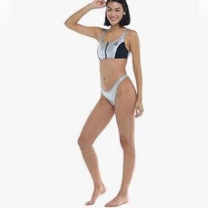 NWT Body Glove 2 piece You Spin me Right Round & Straight Up silver fits like M